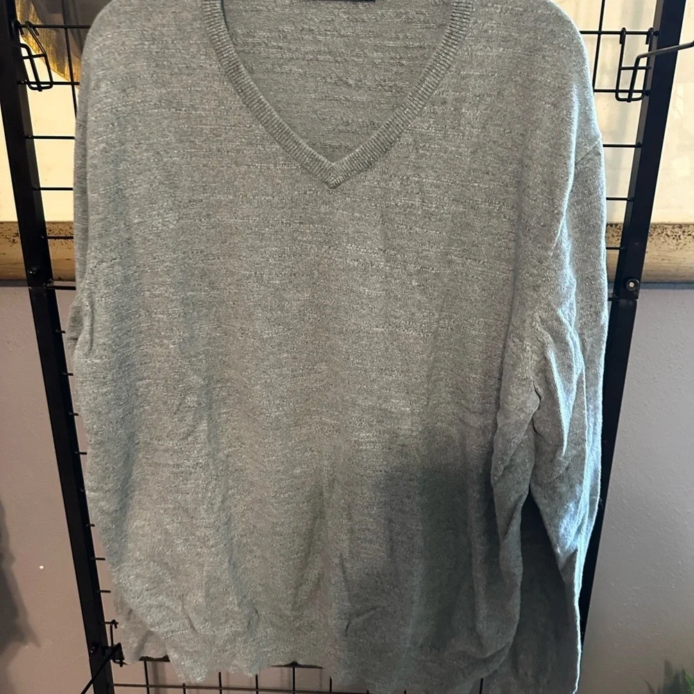 J. Crew Light Heather blue V-Neck Sweater Classic cotton